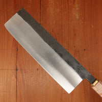 Rolin Knives 170mm Nakiri S Grind Lohman 124.19.05 Carbon Steel Stabilized Curly Maple Brass