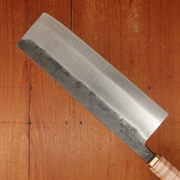 Rolin Knives 170mm Nakiri S Grind Lohman 124.19.05 Carbon Steel Stabilized Curly Maple Brass