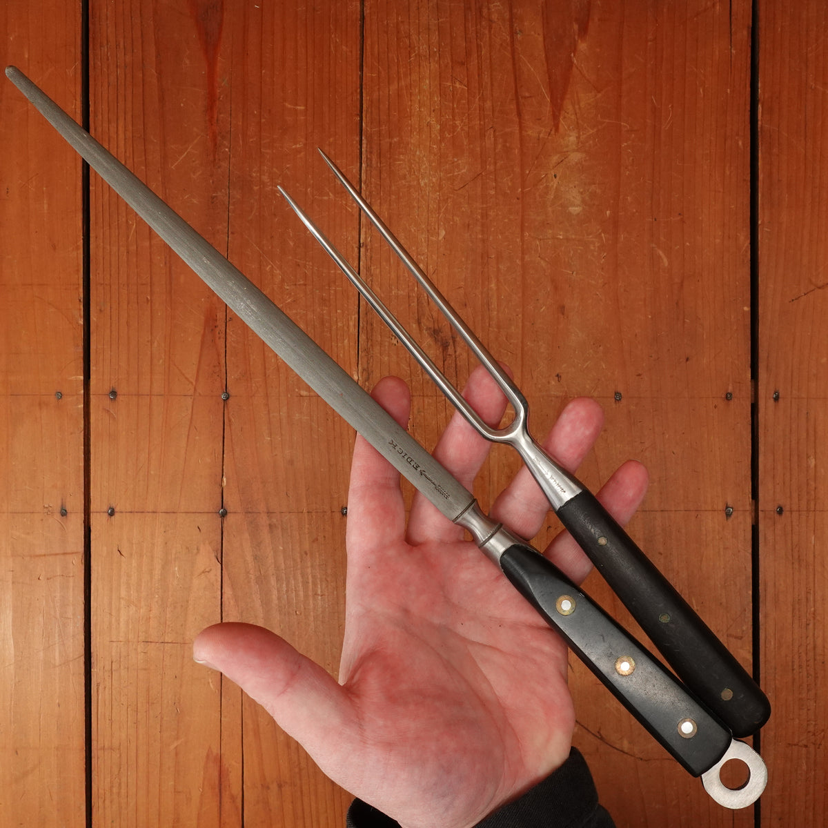 F Dick Gebr Schwabenland Forged Stainless Messerkoffer / Kochkoffer Chef Kit with Locking Briefcase Esslingen, W Germany 1950s 60s- 9 Pieces Minty