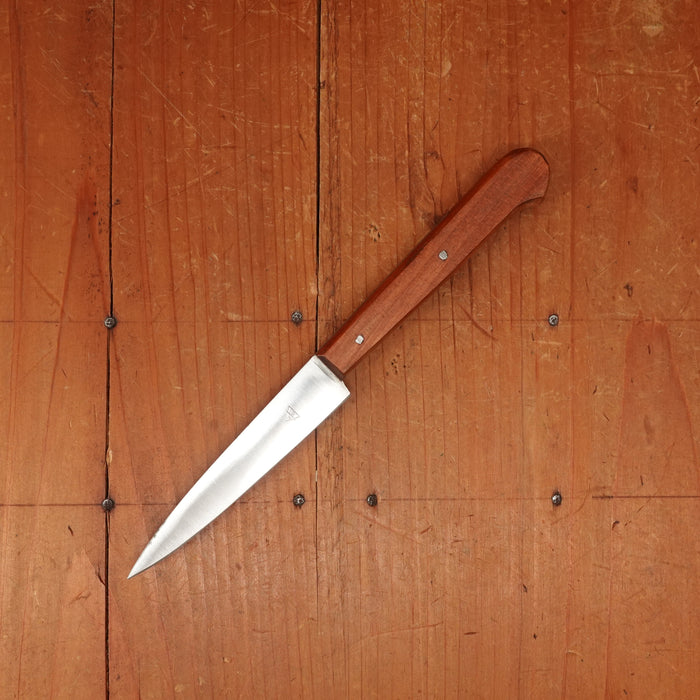 New Old Stock Mazzoli Chiasais 3.5" Paring Knife Carbon Plum Handle Maniago, Italy ~1950s 60s