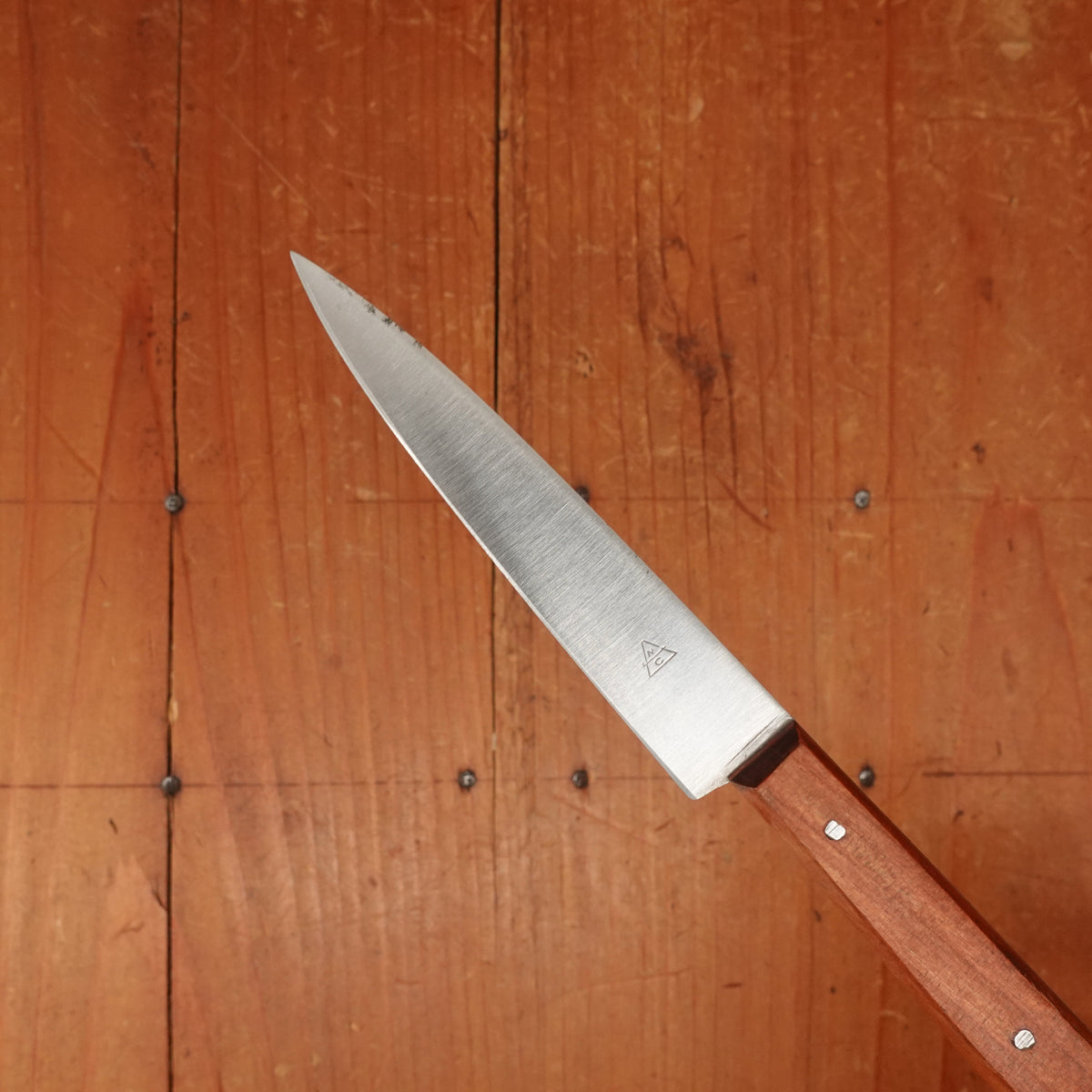New Old Stock Mazzoli Chiasais 3.5" Paring Knife Carbon Plum Handle Maniago, Italy ~1950s 60s