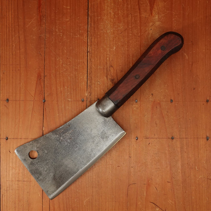 Foster Bros 6" Cleaver Hand-Forged Laminated Steel Grooved Hardwood and Iron Cap 1880s-1920