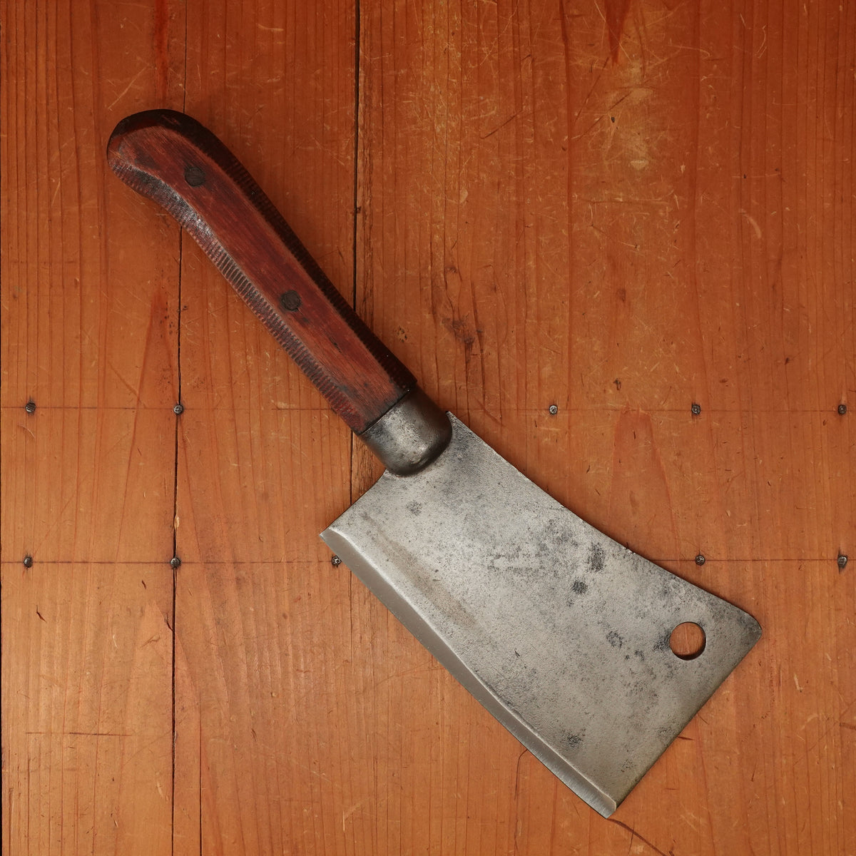 Foster Bros 6" Cleaver Hand-Forged Laminated Steel Grooved Hardwood and Iron Cap 1880s-1920