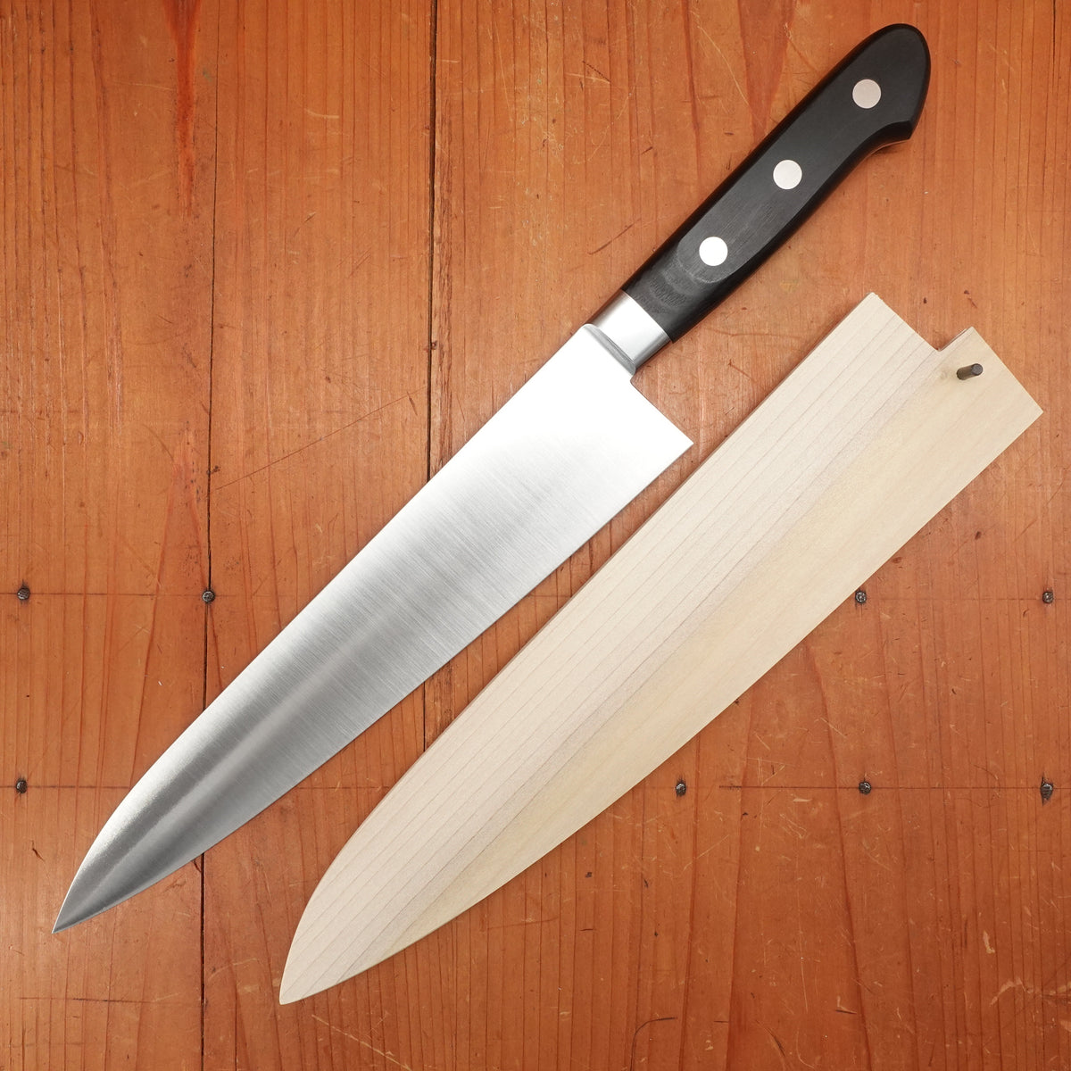 Ashi Hamono Ginga 240mm Gyuto Carbon Steel Western Handle with Saya