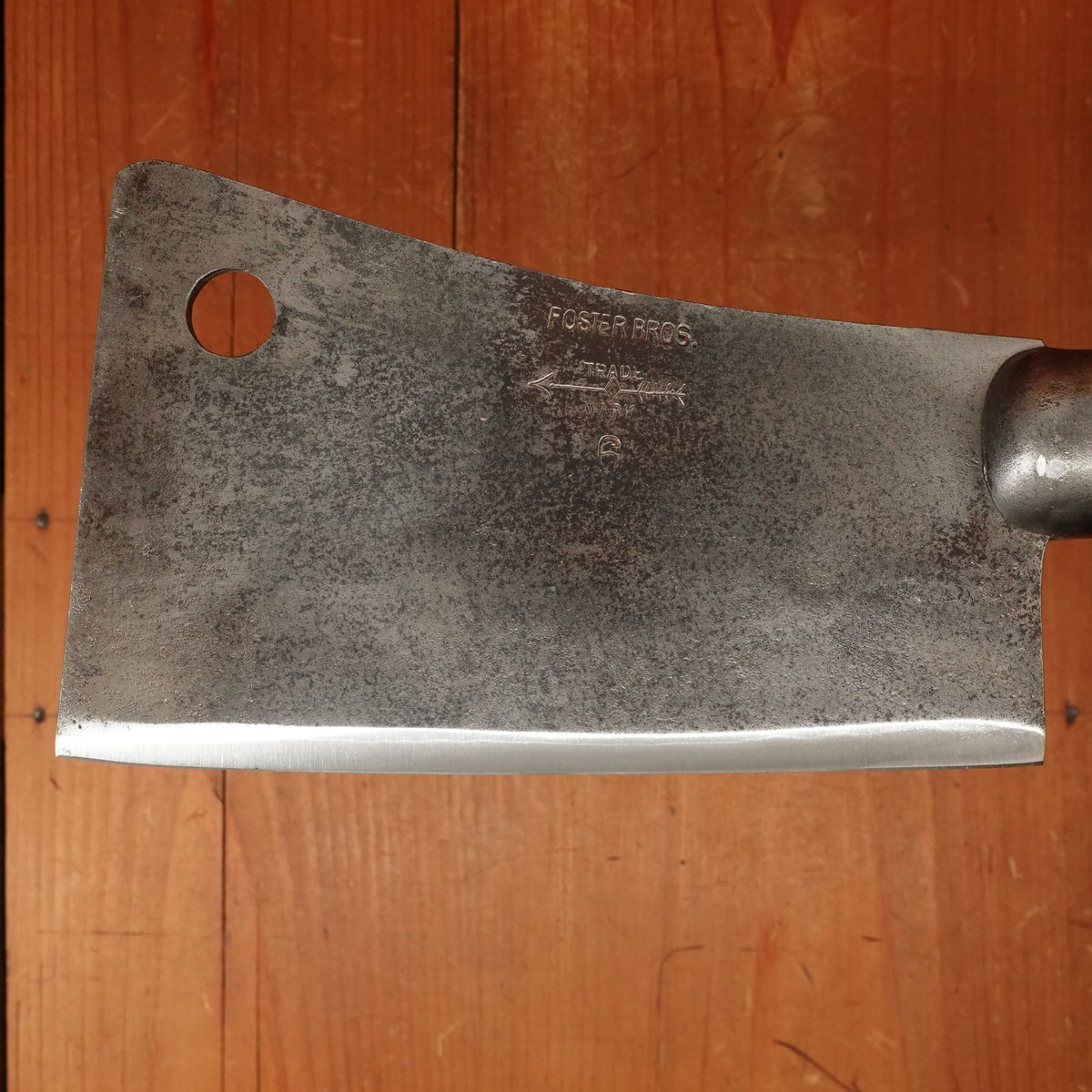 Foster Bros 6" Cleaver Hand-Forged Laminated Steel Grooved Hardwood and Iron Cap 1880s-1920