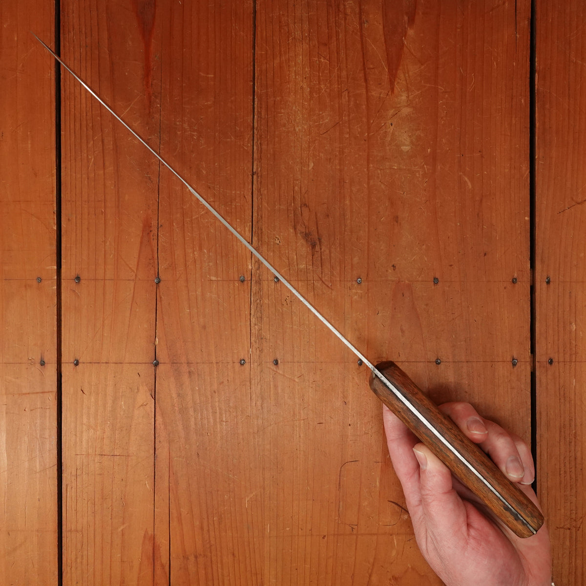 Unmarked (Foster Bros?) 11.75” Bullnose Scimitar Carbon Steel Beechwood USA 1930’s-50’s