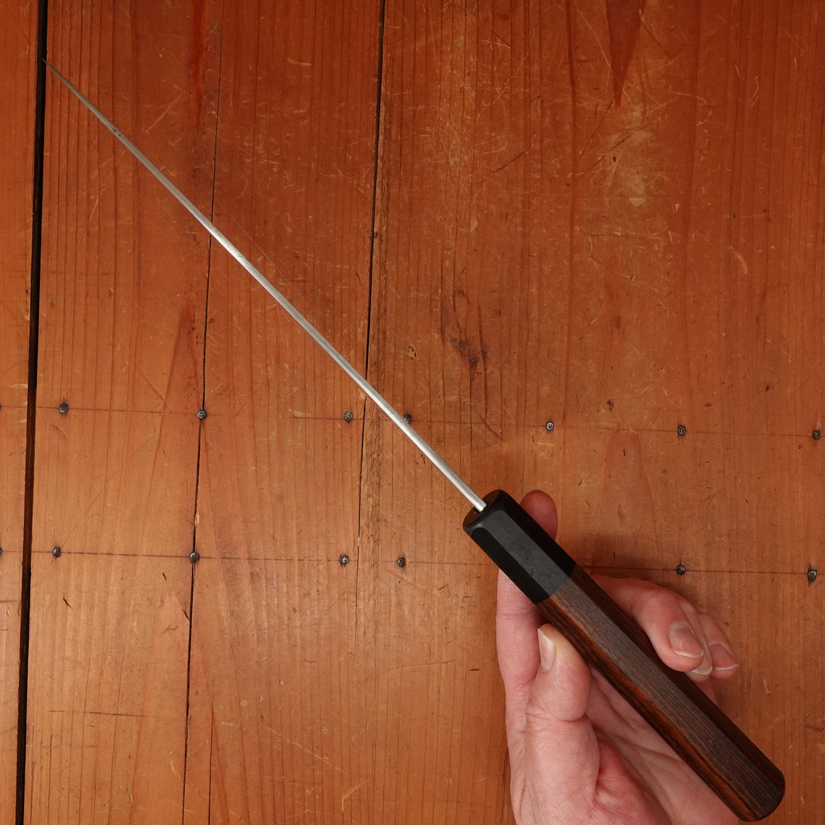 Trade In Yoshikazu Ikeda 210mm Gyuto Aogami 1 Suminagashi Bocote & Ebony Oct Handle Bocote Saya