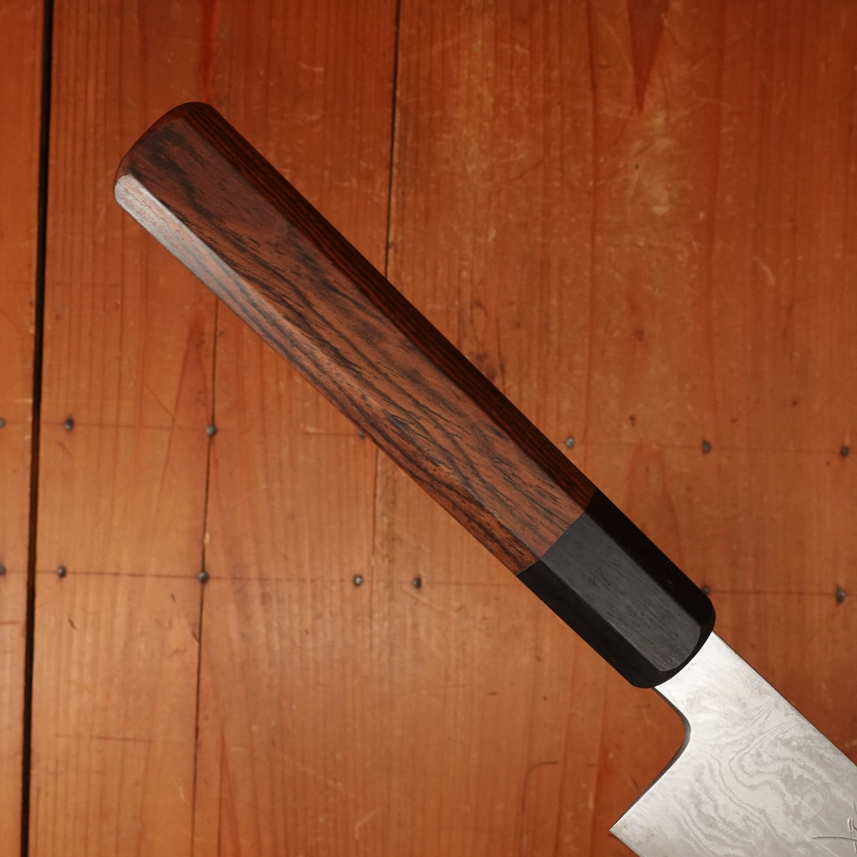 Trade In Yoshikazu Ikeda 210mm Gyuto Aogami 1 Suminagashi Bocote & Ebony Oct Handle Bocote Saya