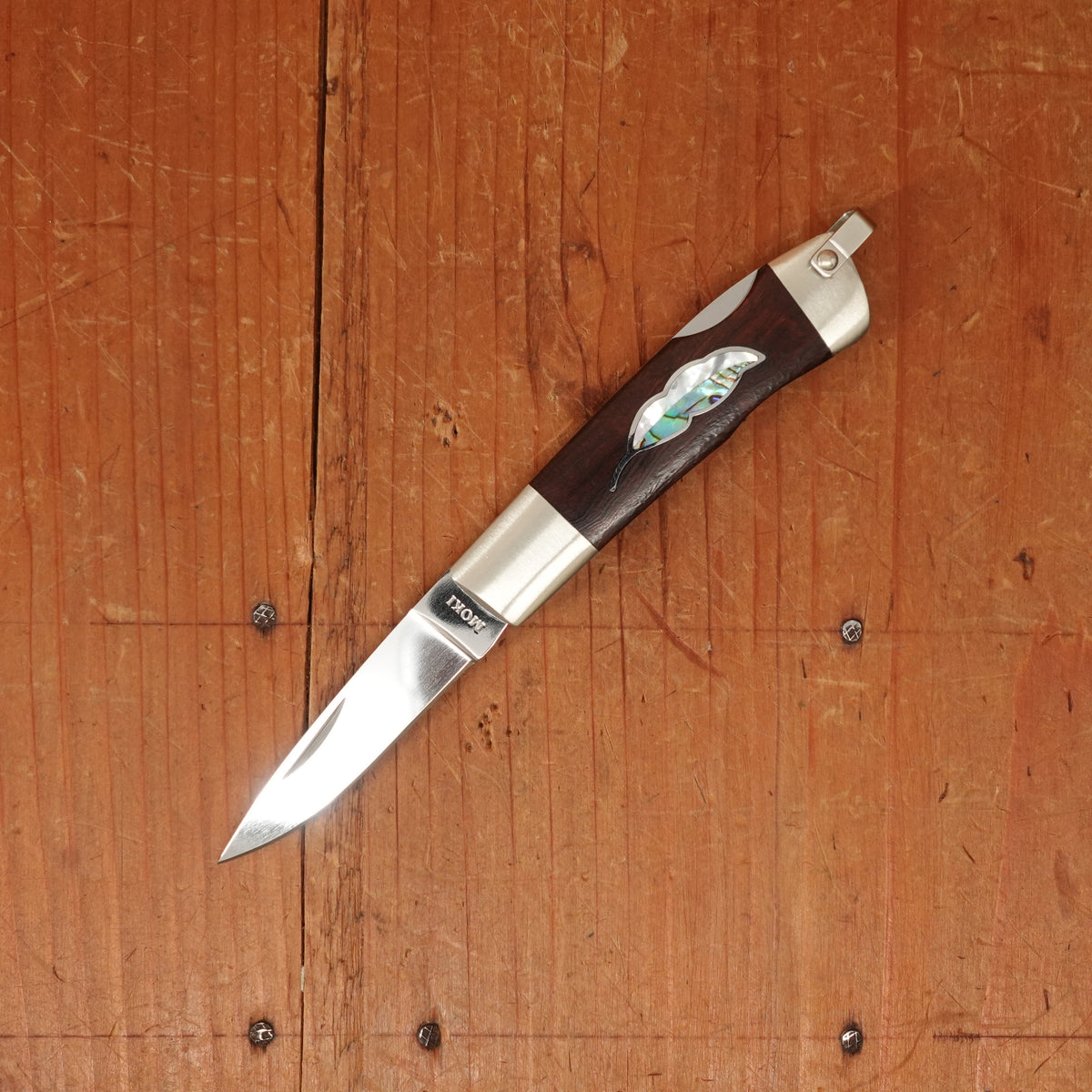 MOKI Leaf 45mm Folding Knife Lock Back Ironwood Handle