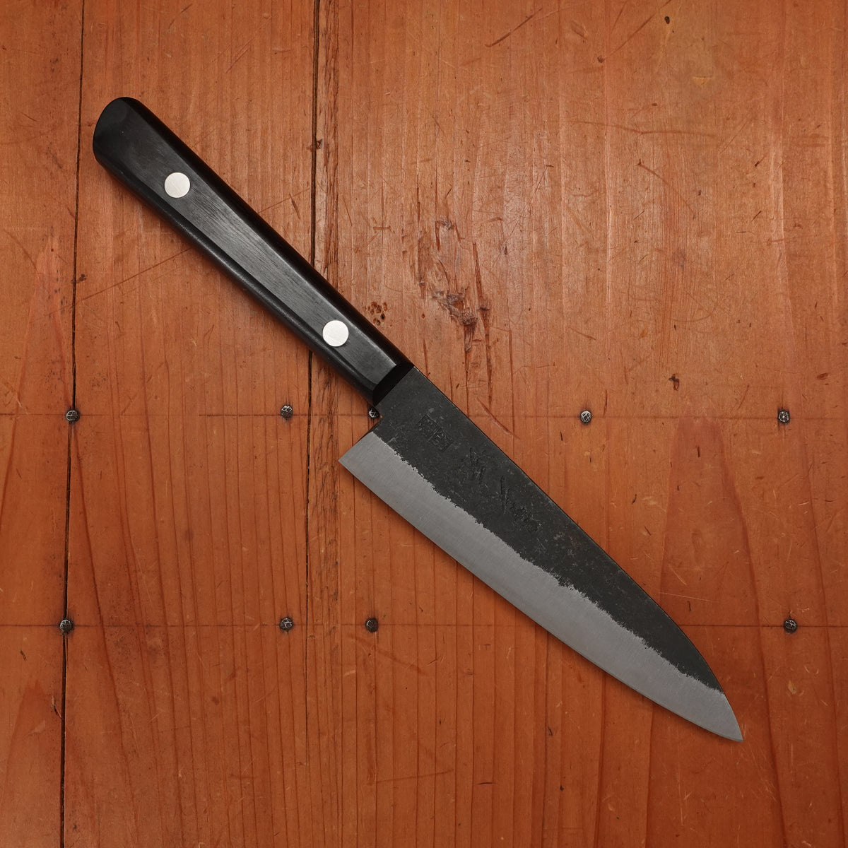 Morihei Hisamoto 135mm Petty Iron Clad Shirogami 1 Kurouchi Pakka Handle