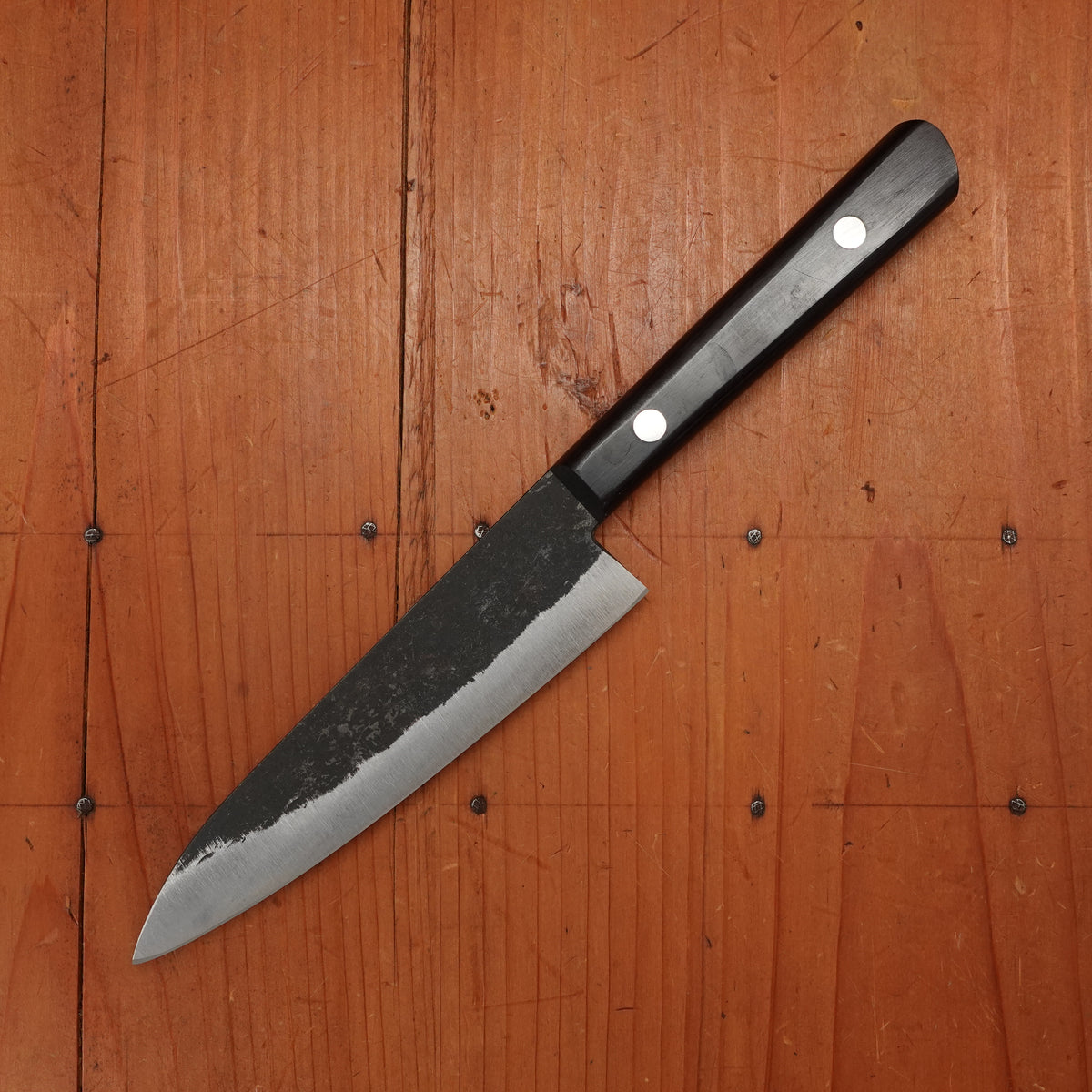 Morihei Hisamoto 135mm Petty Iron Clad Shirogami 1 Kurouchi Pakka Handle