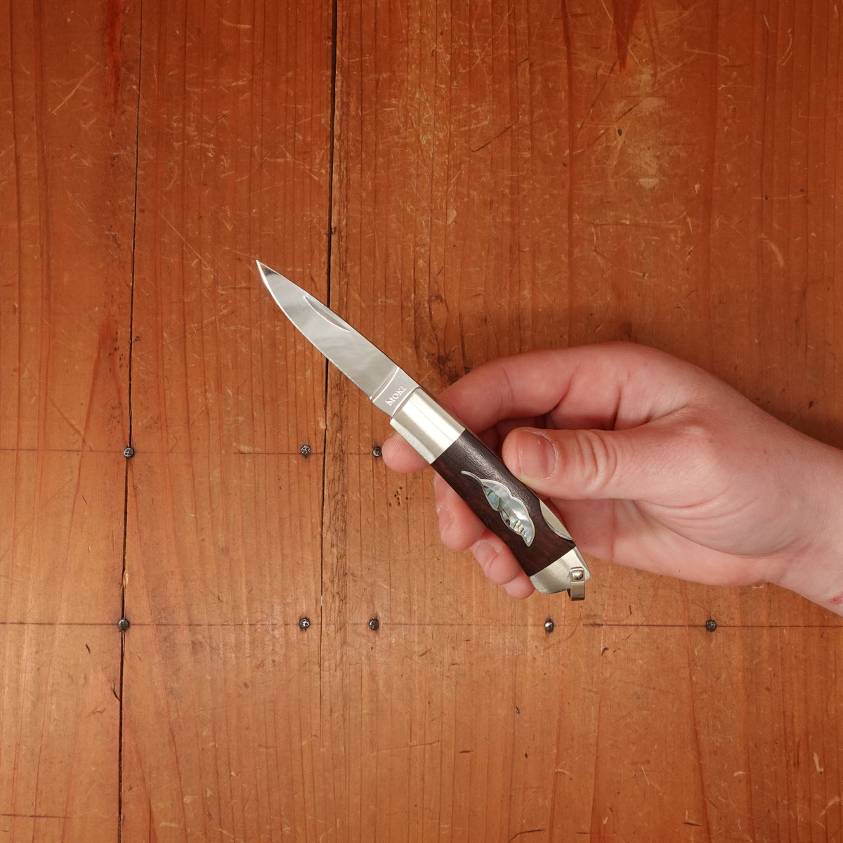 MOKI Leaf 45mm Folding Knife Lock Back Ironwood Handle