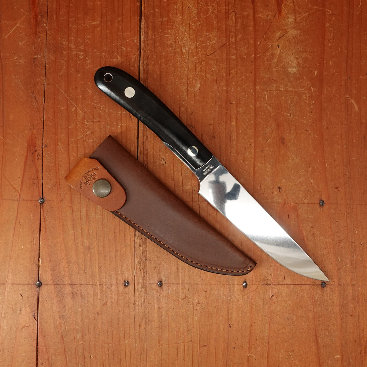 MOKI Banff 86mm Fixed Blade VGXEOS Linen Micarta Handle