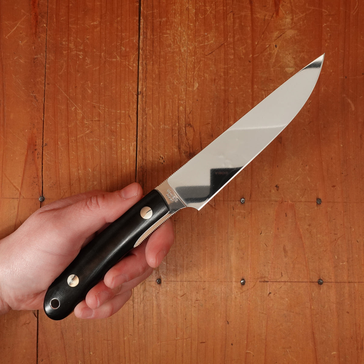 MOKI Banff 86mm Fixed Blade VGXEOS Linen Micarta Handle