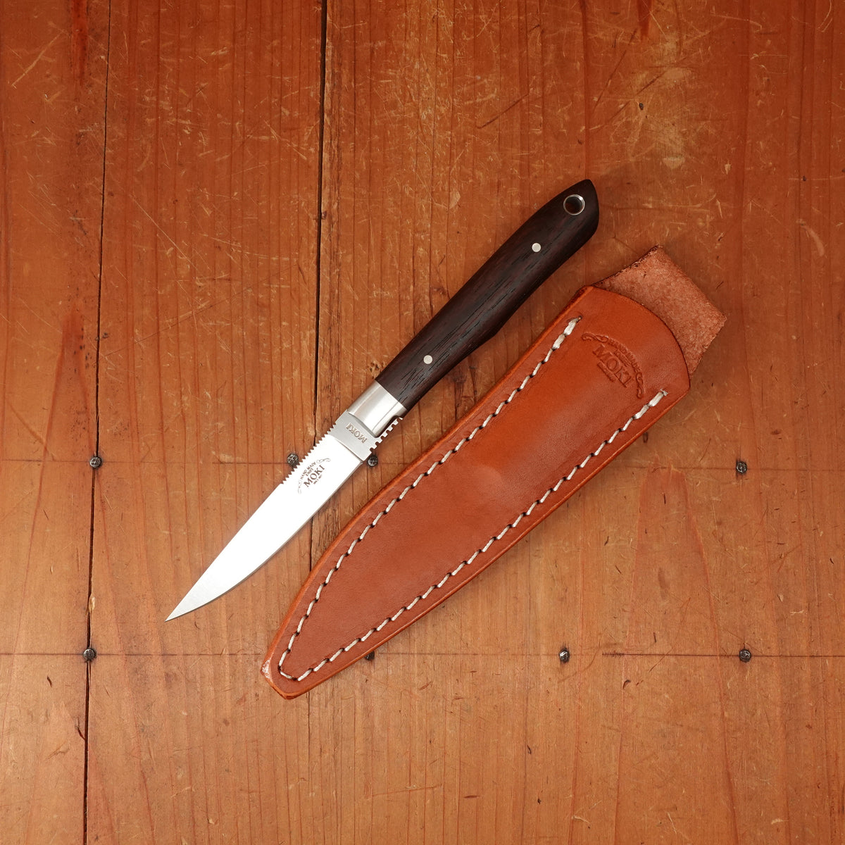 MOKI Trout & Bird 78mm Fixed Blade Wood Handle