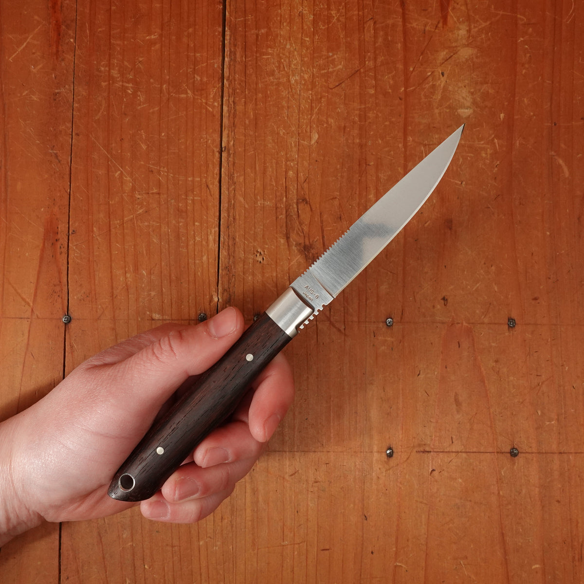 MOKI Trout & Bird 78mm Fixed Blade Wood Handle