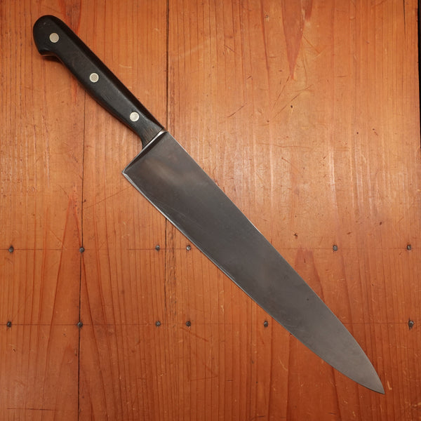 J.A. Henckels 10.5" Chef Knife 108-10" Carbon Steel Walnut Solingen, Germany 1960s