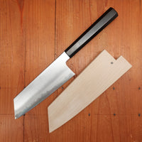 Sakai Kikumori Yugiri 180mm Kiritsuke Santoku Stainless Clad Aogami 1 Ebony with Saya