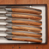 Chazeau Honoré Le Thiers Steak Knife Set Stainless Bolstered Olive Handle - 6 Pieces