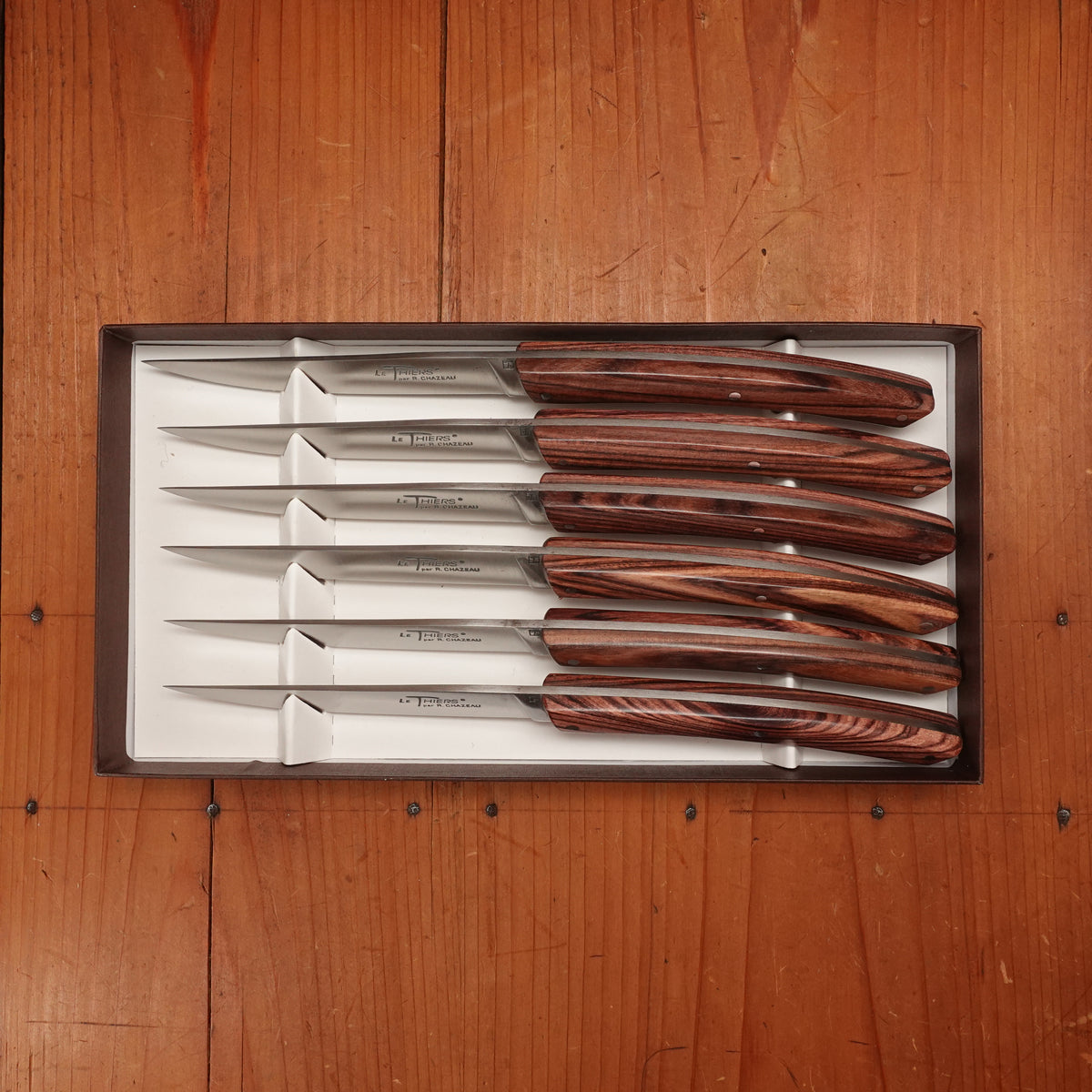 Chazeau Honoré Le Thiers Steak Knife Set Stainless Violetwood Handle - 6 Pieces