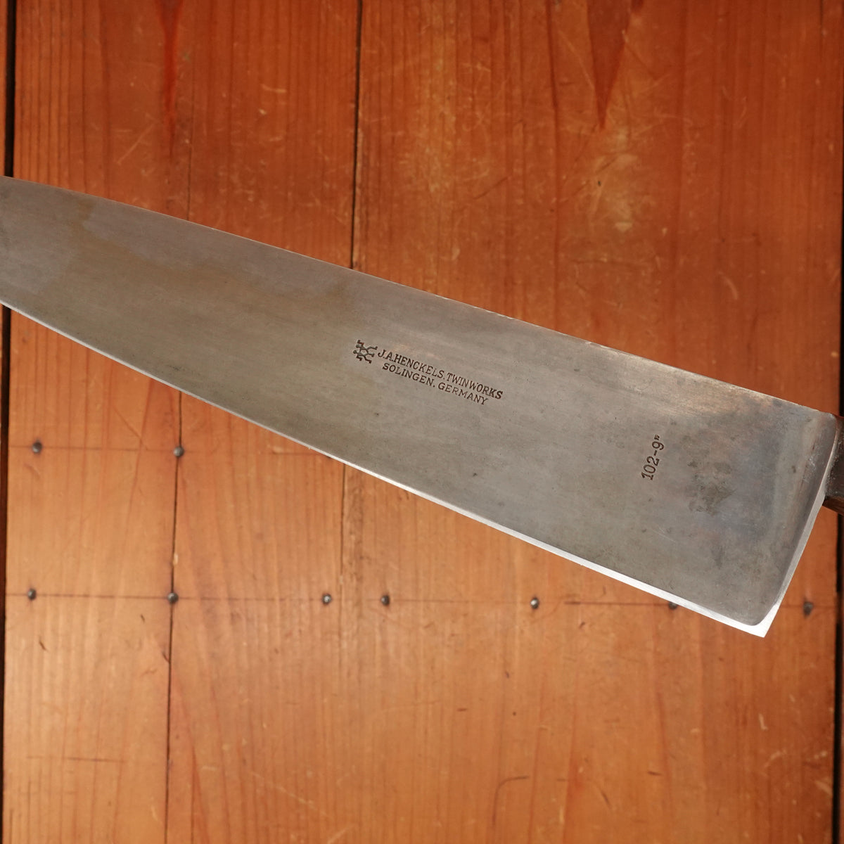 J A Henckels / George & Son 9.25" Chef Knife 102-9" Carbon Steel Solingen 1950s
