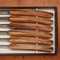 Chazeau Honoré Le Thiers Steak Knife Set Stainless Olive Handle - 6 Pieces