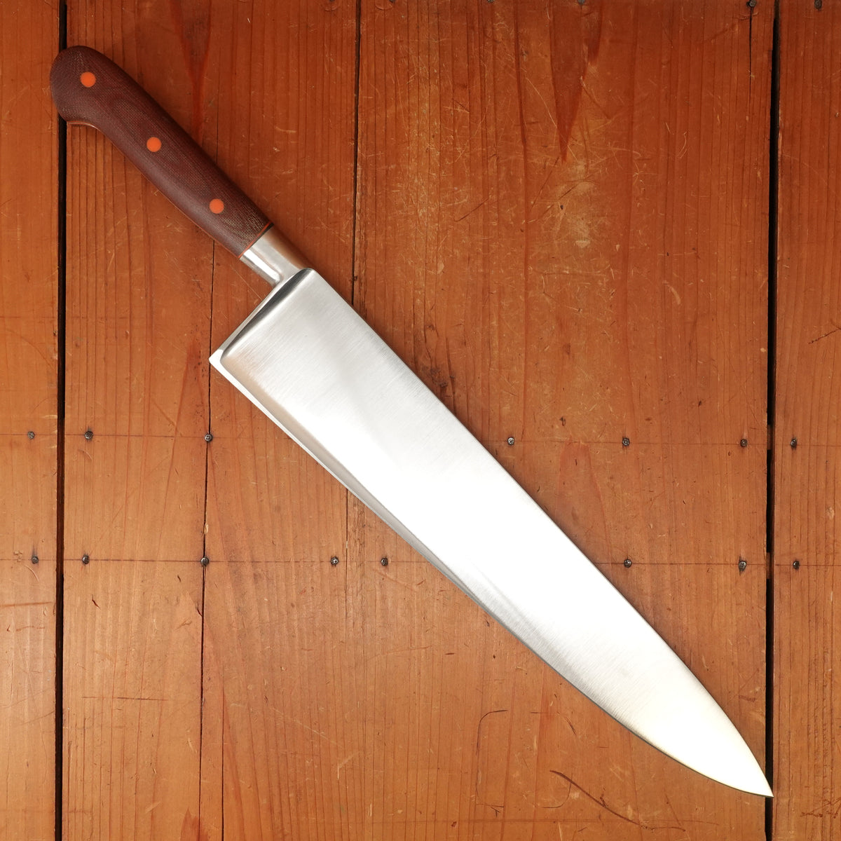 K Sabatier 13" Chef Knife Carbon Steel Custom Westinghouse Micarta & Orange G10 Handle Thiers 1950s-70s