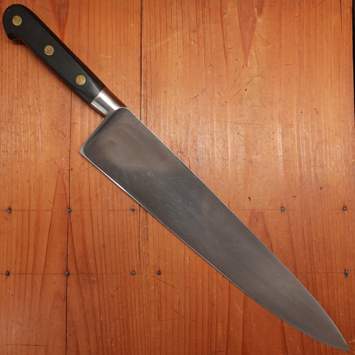 Sabatier Unique 12" Chef Knife Hand Forged Carbon Steel Pear Wood France 1950-70s