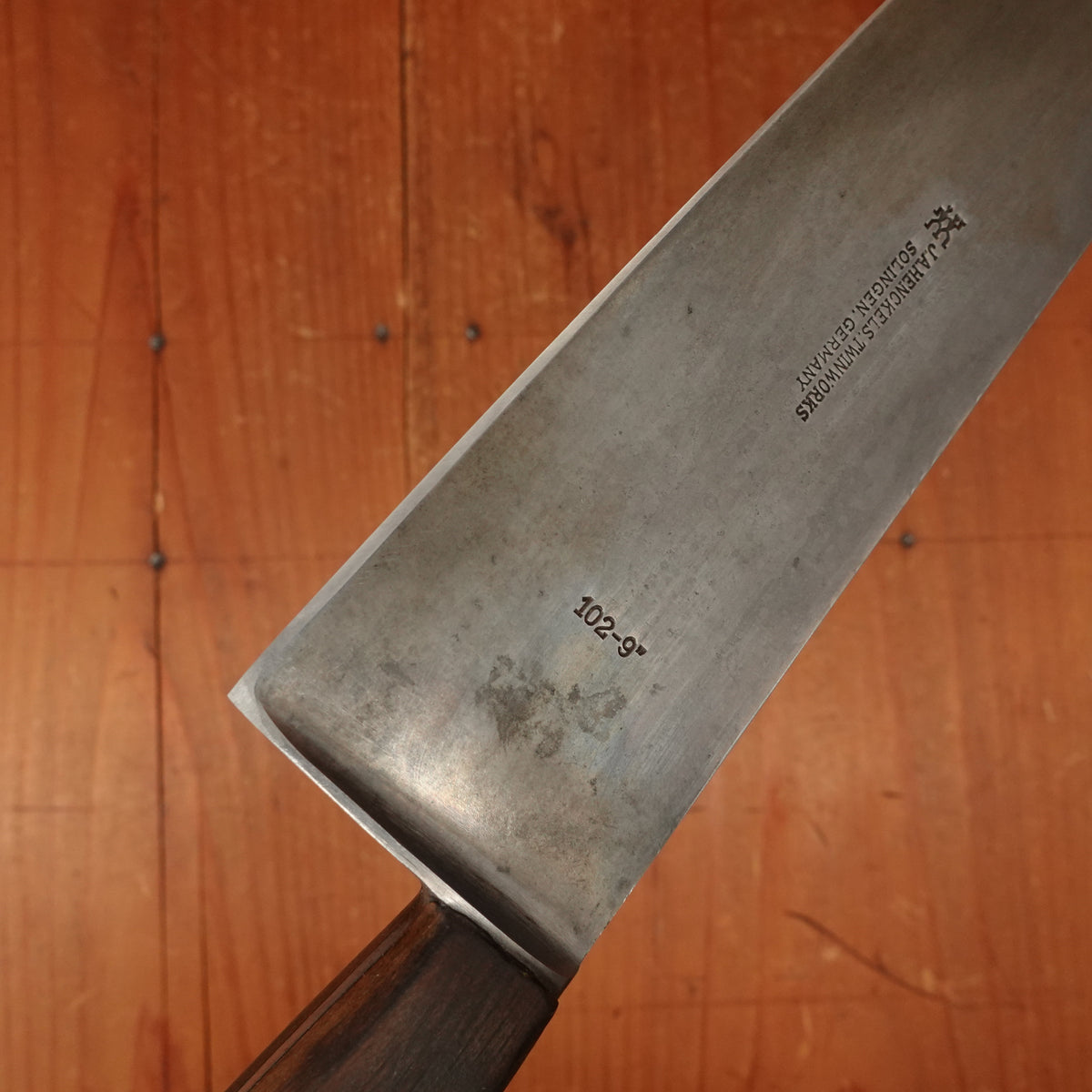 J A Henckels / George & Son 9.25" Chef Knife 102-9" Carbon Steel Solingen 1950s