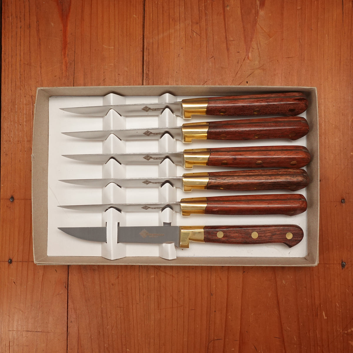 Au Nain Prince Gastronome Steak Knife Set Stainless Kotibe Handles with Box - 6 Pieces