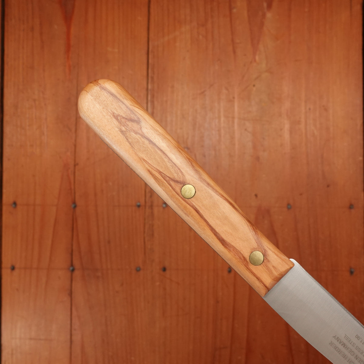Friedr Herder All Star Buckels Table Knife Set Stainless Mixed Wood Handles with Walnut Box - 6 Pieces