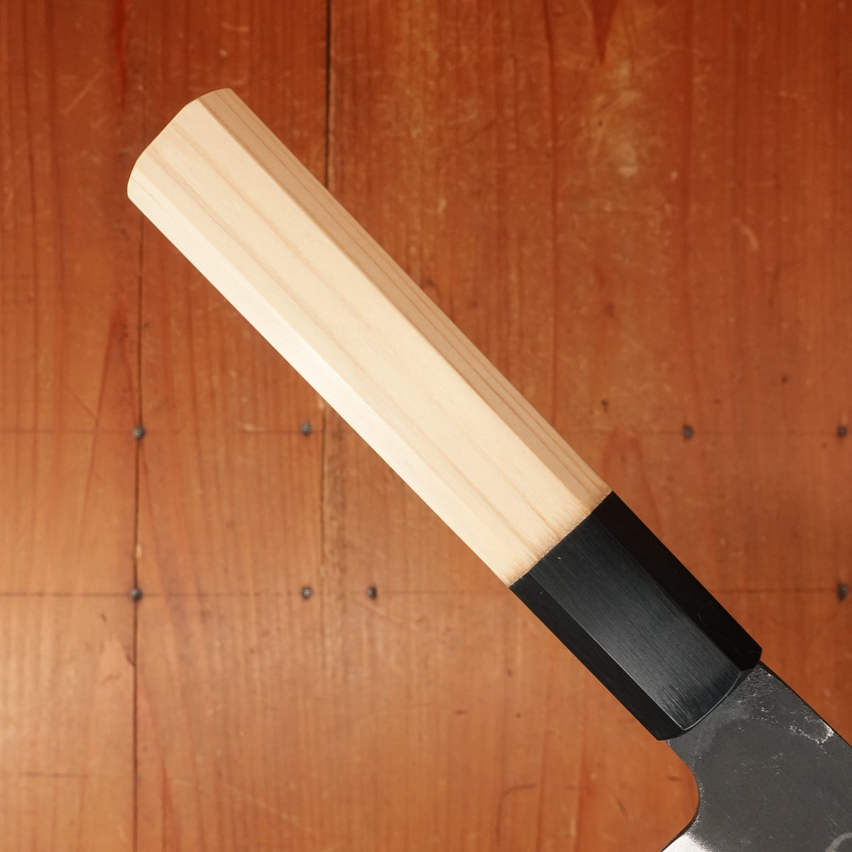 Hatsukokoro Aokitae 180mm Santoku Iron Clad Aogami 2 Kurouchi Octagonal Ho Horn