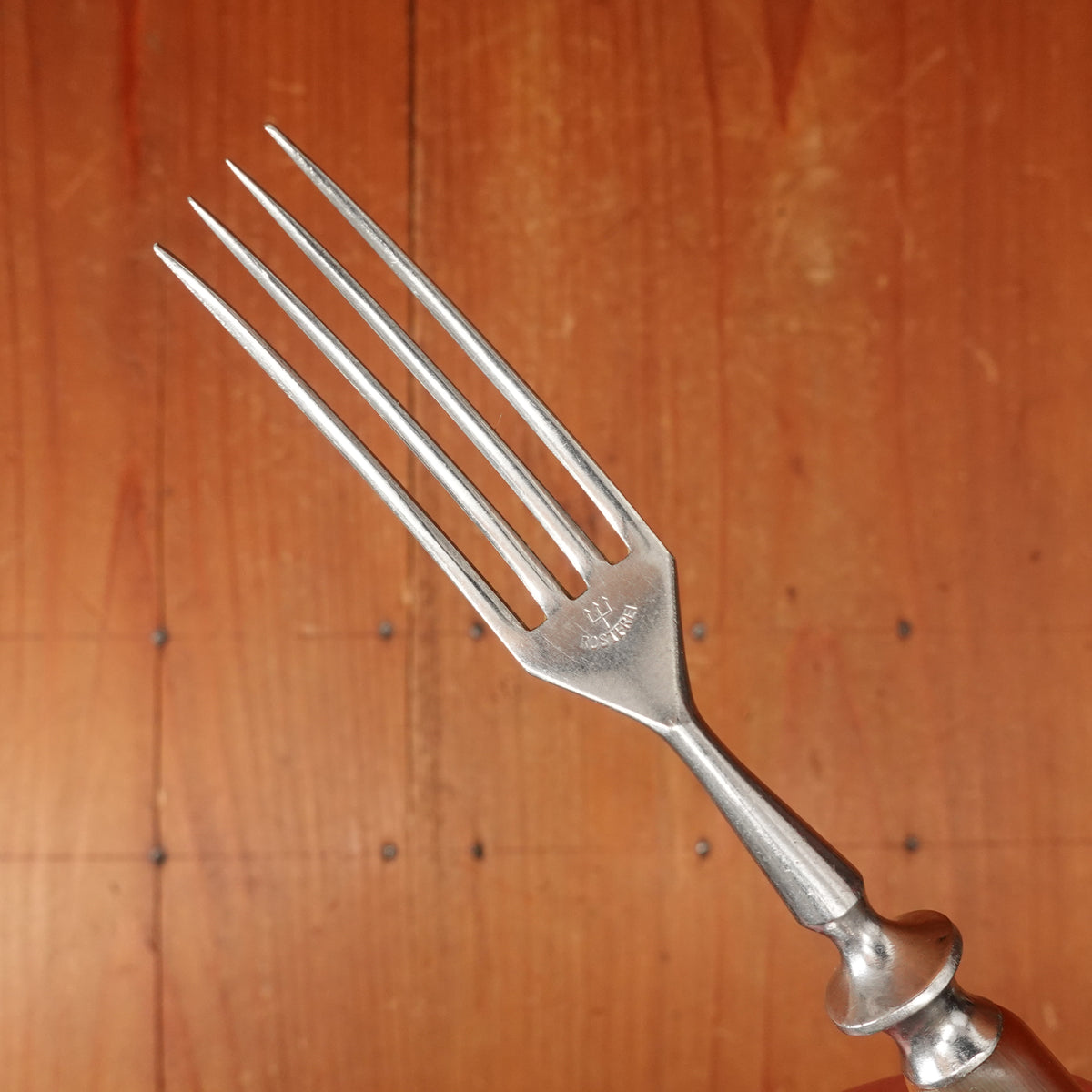 Ed Wusthof Luncheon Knife and Fork 4 Two Piece Settings Stainless & Butterscotch Celluloid Solingen 1920s-30s