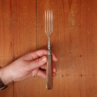 Ed Wusthof Luncheon Knife and Fork 4 Two Piece Settings Stainless & Butterscotch Celluloid Solingen 1920s-30s