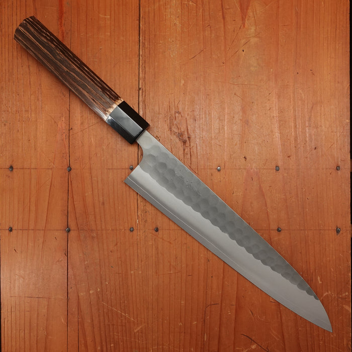 Yoshikane 240mm Gyuto SKD Tsuchime Burnt Chestnut & Horn Handle
