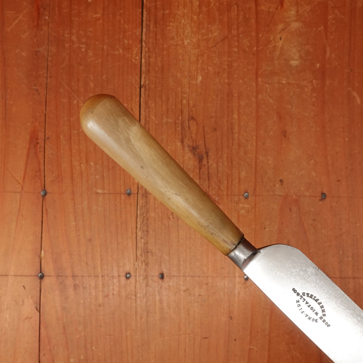 John Wigfall & Co Table Knife Set "Goffed" Carbon Steel & Turned Horn Sheffield 1870s-1880s