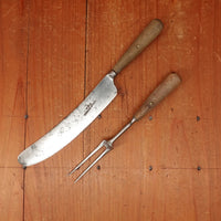 Table Knife & Fork Set "VR Shear Steel" Carbon Steel & Horn Sheffield 1840s-50s
