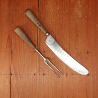Table Knife & Fork Set "VR Shear Steel" Carbon Steel & Horn Sheffield 1840s-50s