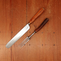 I S Greenberg & Co Table Knife Set "Goffed" Carbon Steel & Stag Sheffield ~1890-1910