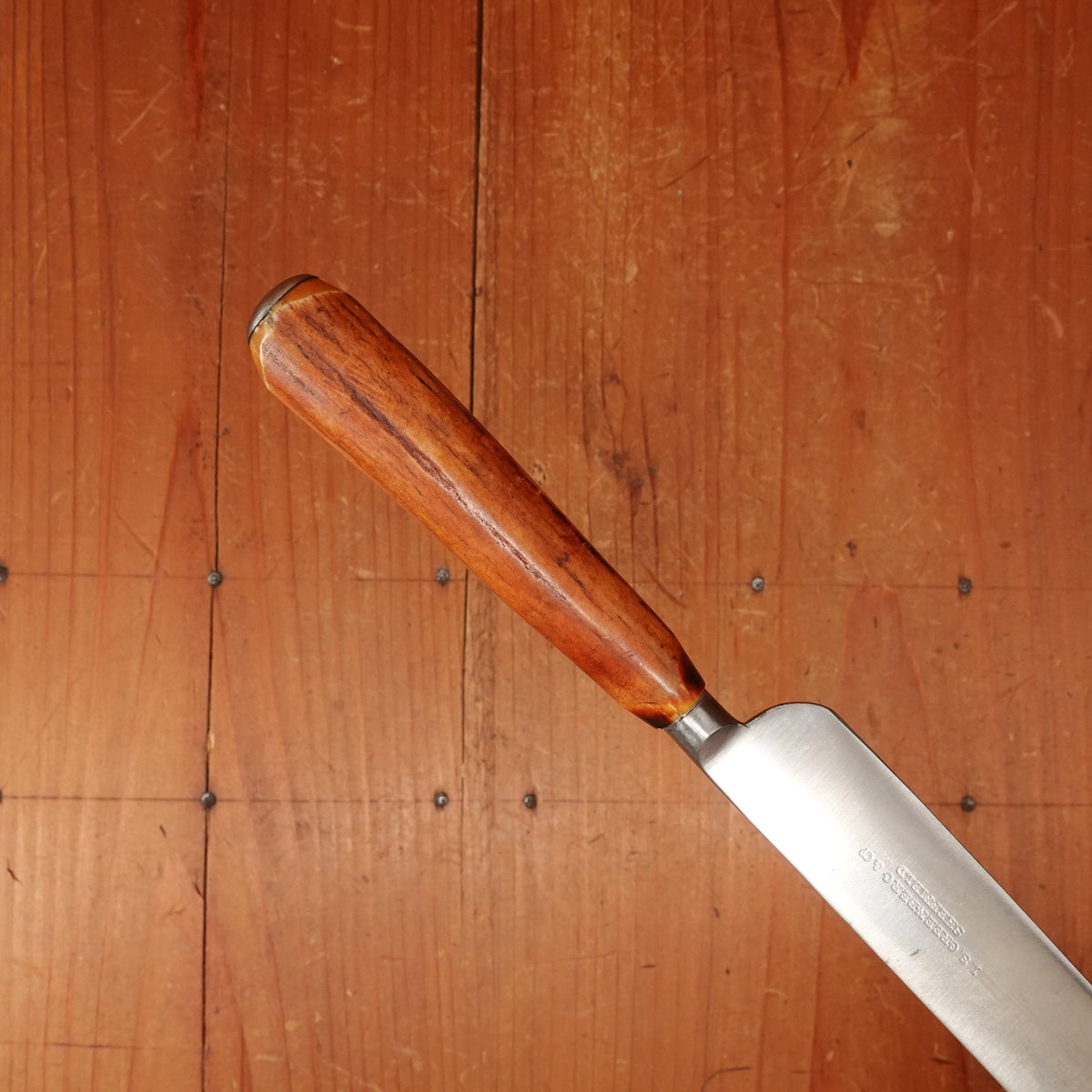 I S Greenberg & Co Table Knife Set "Goffed" Carbon Steel & Stag Sheffield ~1890-1910