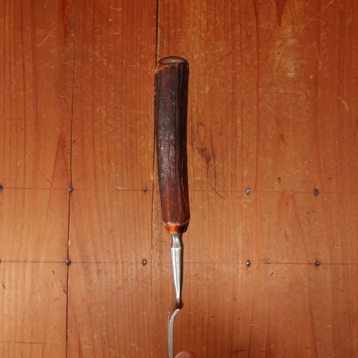 I S Greenberg & Co Table Knife Set "Goffed" Carbon Steel & Stag Sheffield ~1890-1910