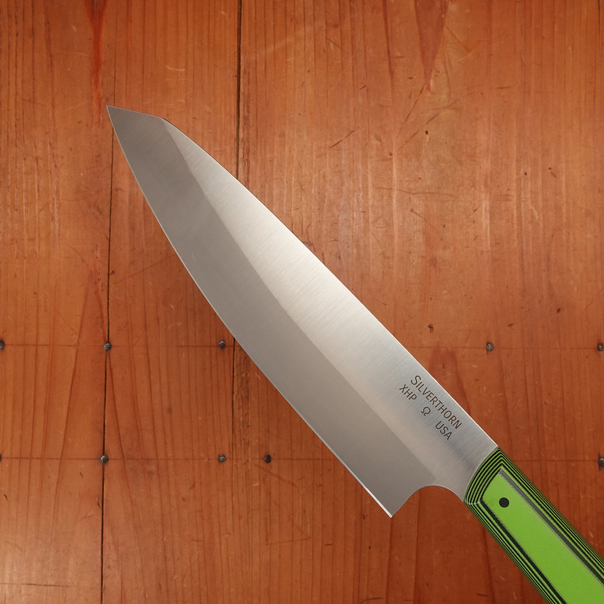 Silverthorn 7.5" Chef R2 XHP Semi Stainless Steel Green & Black G10 Handle