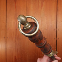 F Dick 14" Sharpening Steel Brass & Turned Wood Handle Germany 1950s-70s
