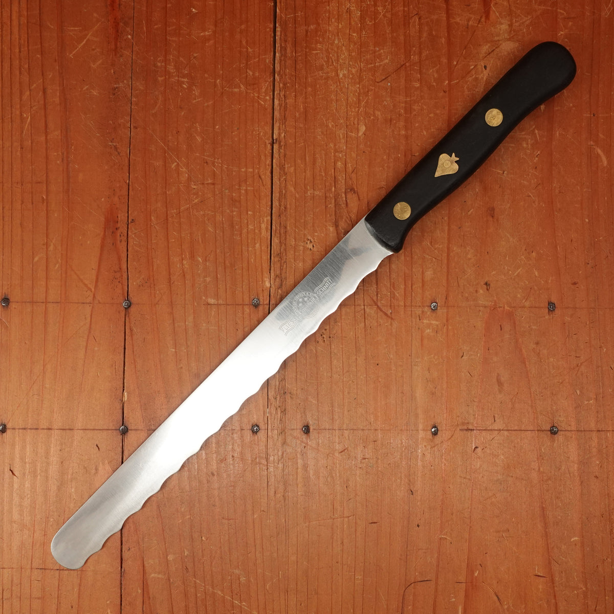 Friedr Herder 8” Serrated Round Nosed Serrated Meat Slicer “Fleiss Schnitt" Constant Series Stainless Steel Solingen 1950s 60s