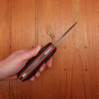 Alma Knife Co. Carolina Shucker N690 Stonewash Red / Black Micarta Handle G10 Spacers