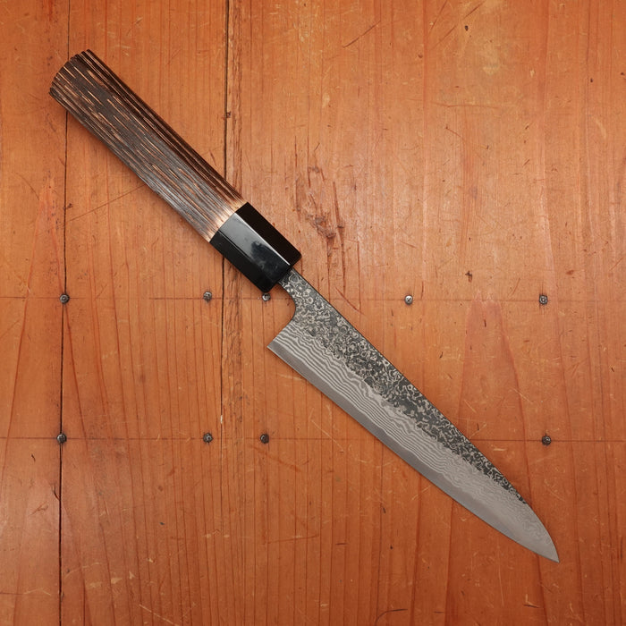 New Old Stock Yoshikane 150mm Wa-Petty SLD Suminagashi Blade New Burnt Chestnut Handle