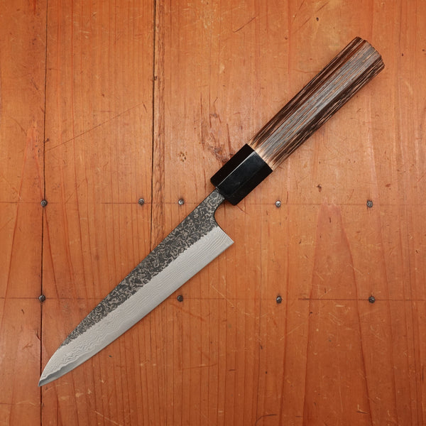 New Old Stock Yoshikane 150mm Wa-Petty SLD Suminagashi Blade New Burnt Chestnut Handle