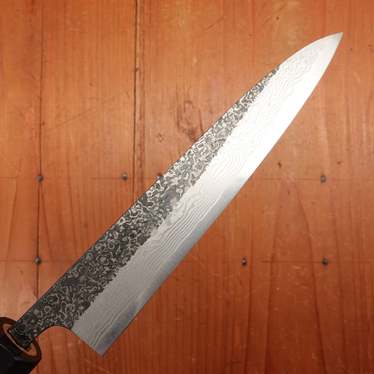 New Old Stock Yoshikane 150mm Wa-Petty SLD Suminagashi Blade New Burnt Chestnut Handle