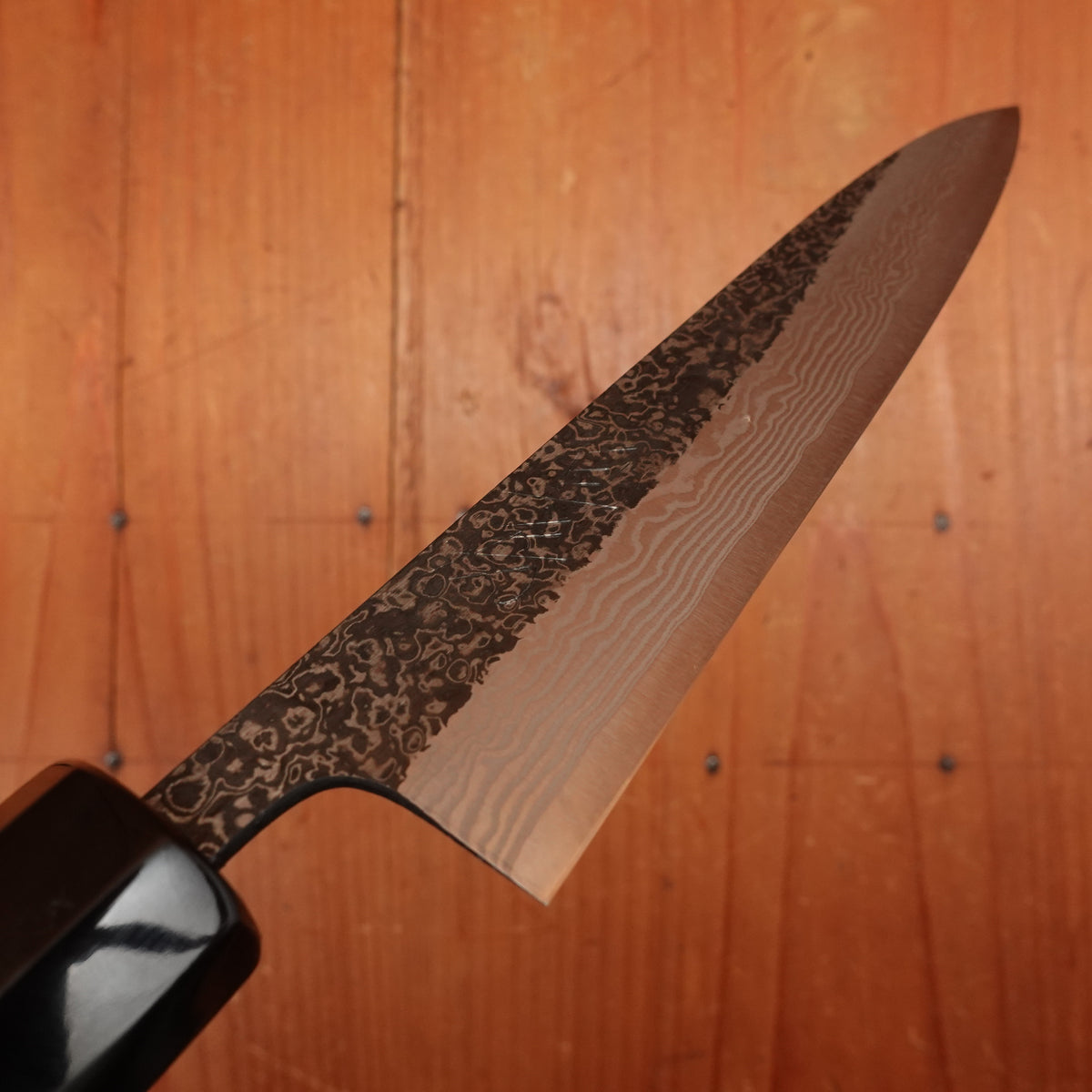 New Old Stock Yoshikane 150mm Wa-Petty SLD Suminagashi Blade New Burnt Chestnut Handle