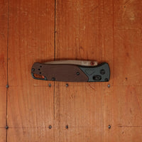 Benchmade 535FE-2602 Bugout Drop Point CPM-S90V AXIS Lock Brown Canvas Micarta and Taiga Green Anodized Aluminum Handle